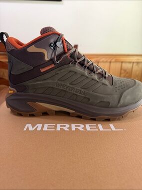 Merrell Olive Brown and Orange Men's Waterproof Hiking Boot